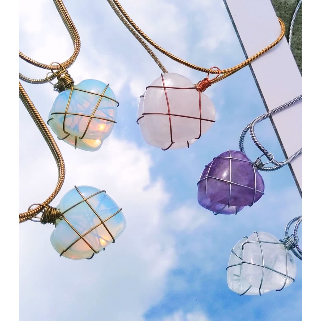 Kalung Barbie Diamond Castle Necklace Kalung Wanita TERMURAH Kristal Rose Quartz Amethyst Opalite Gl