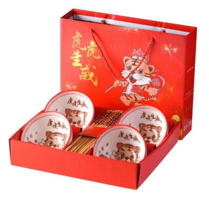 

Hampers Imlek Mangkok Keramik Set Tiger / Kado Imlek / Bowl Set .