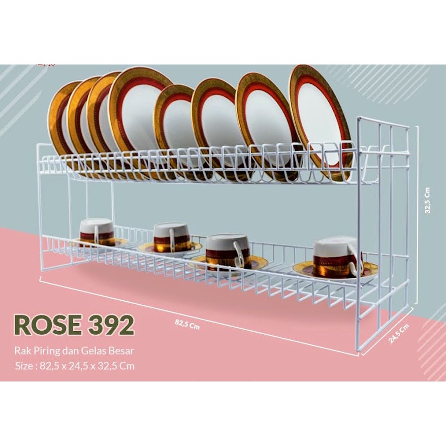 Rak piring Panjang Gantung kawat susun 2 Simbasun  (rose 392)