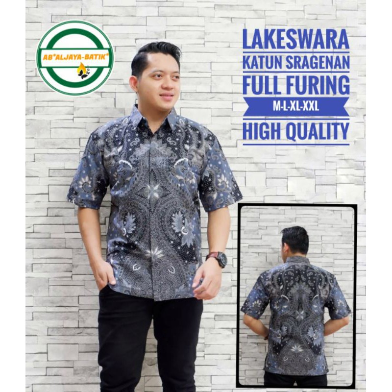 Batik Lengan Panjang / Pendek Terbaru Batik Pria Lapis Furing Baju Batik Pria Warna Tosca LAKESWARA