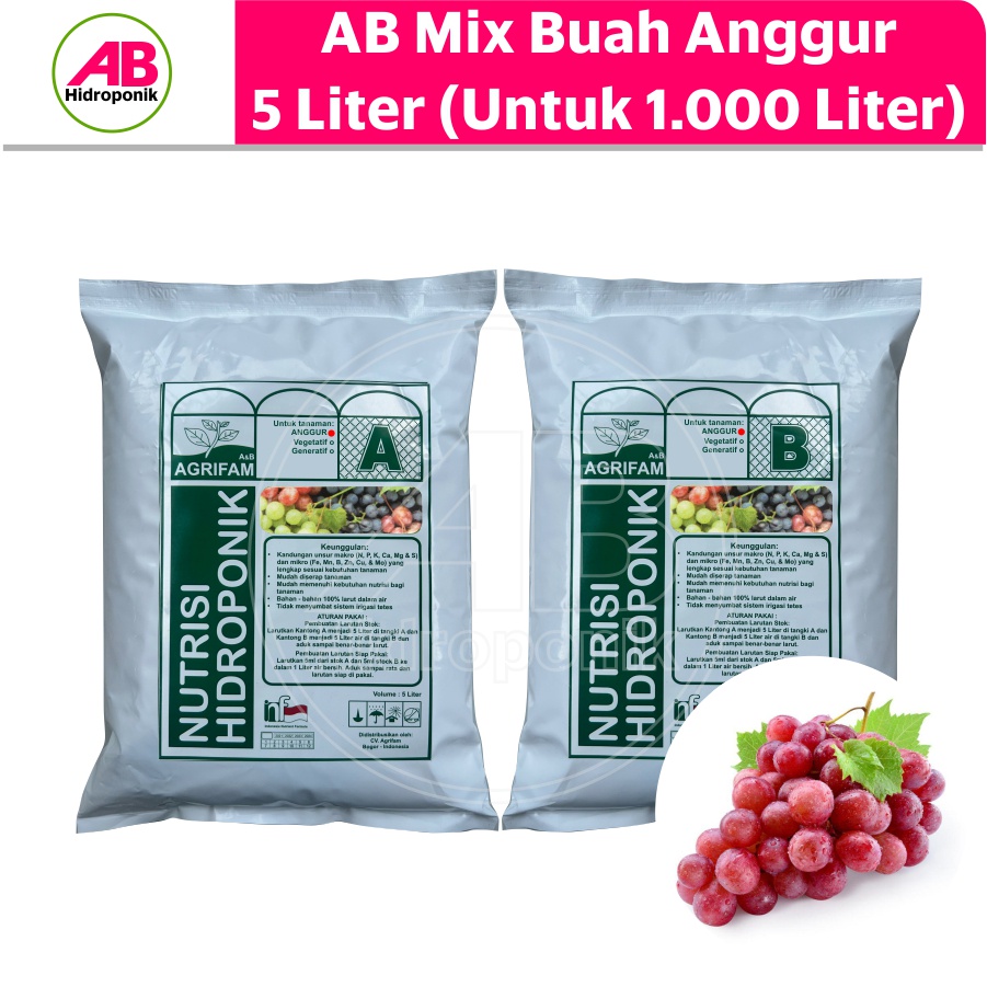 AB Mix Nutrisi Hidroponik Buah Anggur 5 Liter