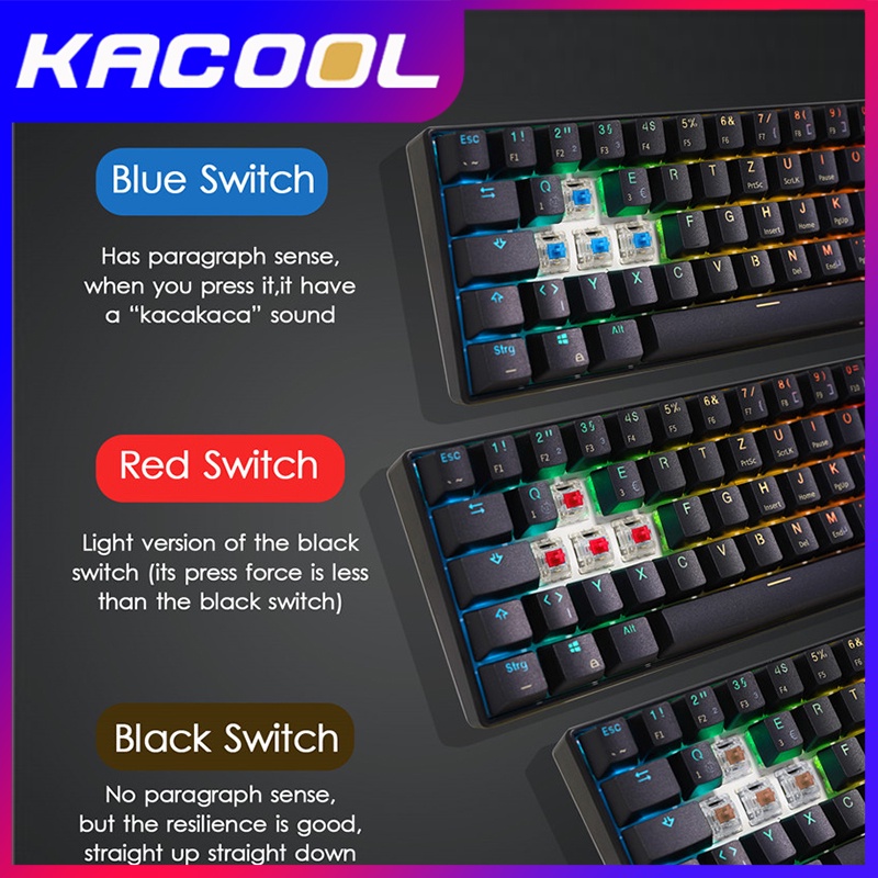 RK61 RGB Mekanik Keyboard 60% 3 Mode 61 Tombol Bluetooth Nirkabel