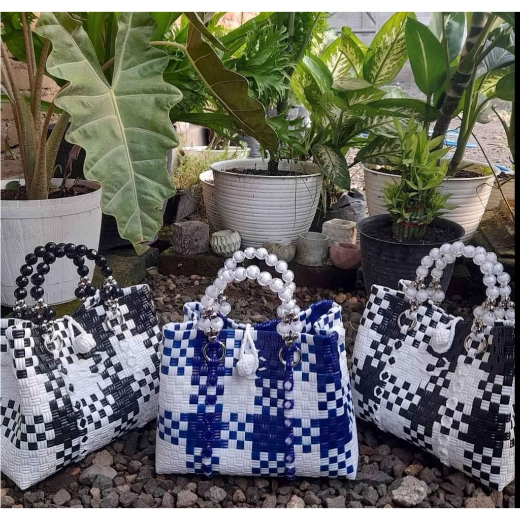 TAS ANYAMAN PLASTIK JALI/TAS ANYAMAN WANITA/TOP HAN