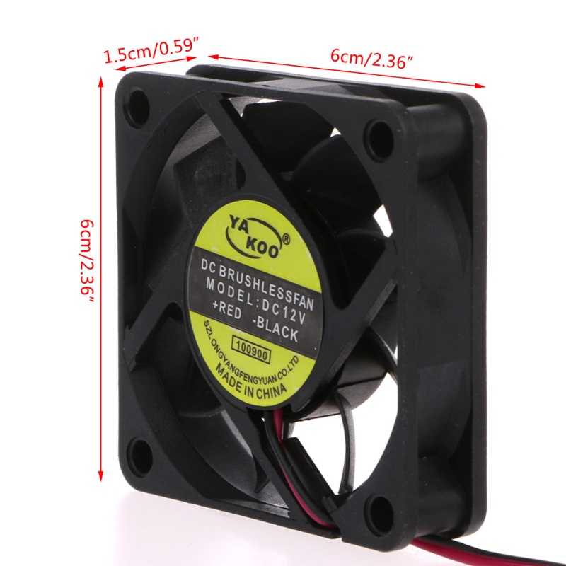 Cre Untuk DC 12V 2-Pin 60x60x15mm Komputer PC CPU System Sleeve-Bearing Cooling Fan60