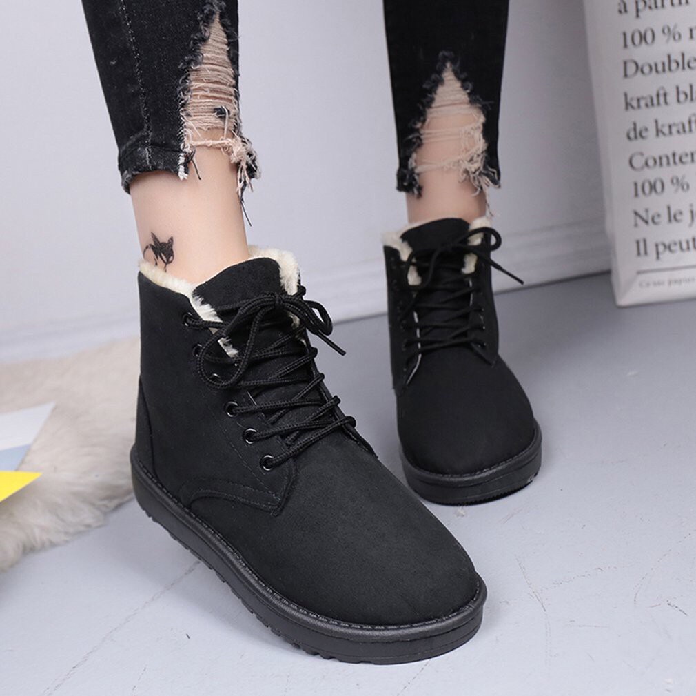 Sepatu boot suede bulu musim dingin wanita  Winter ankle boots sneaker