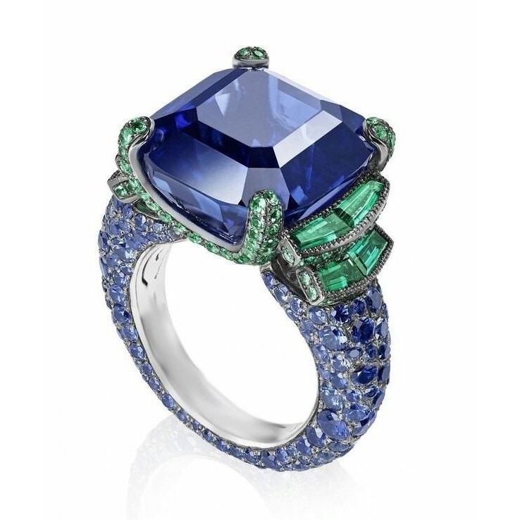 SEUSUK  Cincin Pertunangan/Pernikahan Hias Safir Biru 3CT untuk Pria/Wanita COD Ring