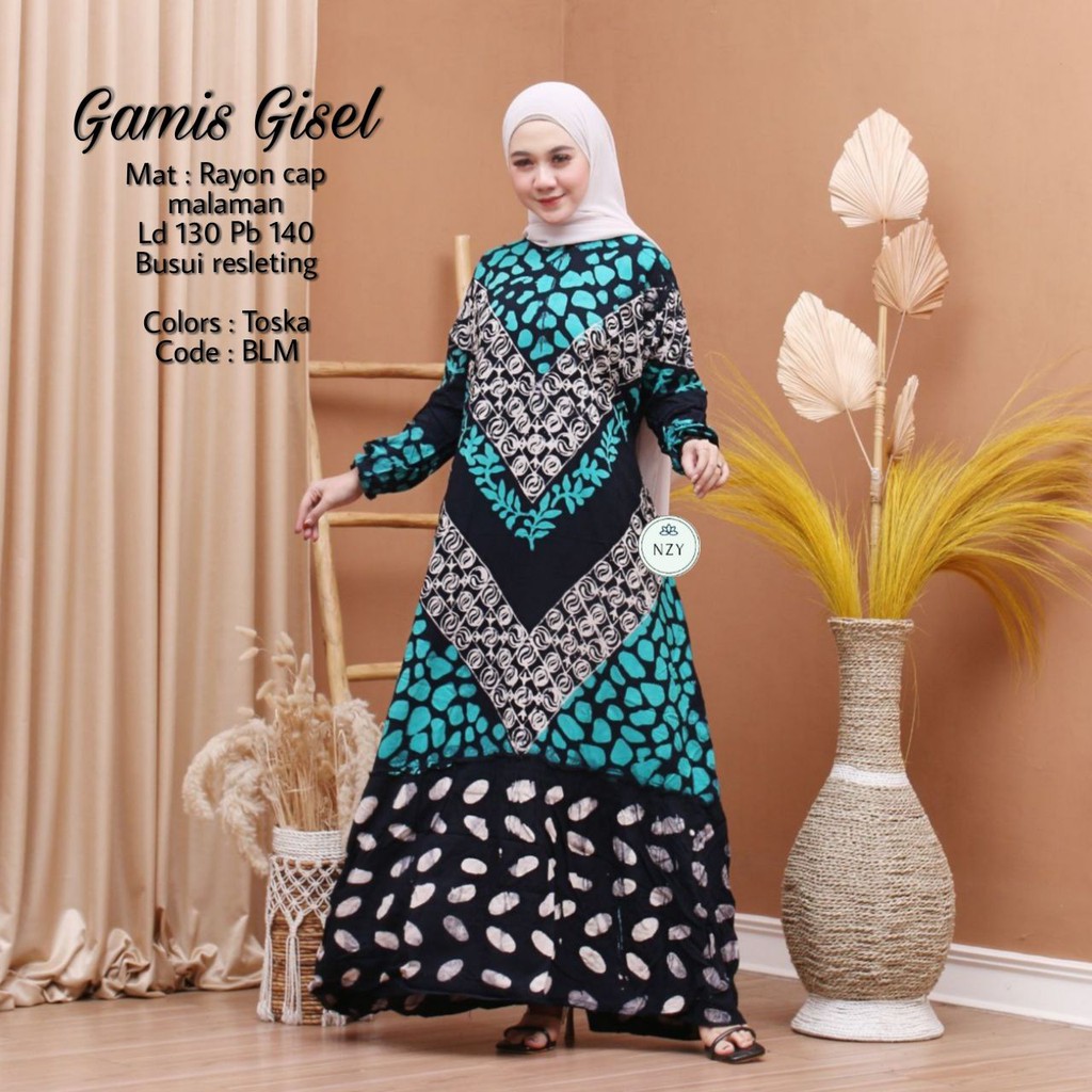 Homedress Rayon Motif/Gamis Rayon Motif/Gamis Gisel/ Gamis Rayon Cap Malaman/Longdress Motif Arab Da