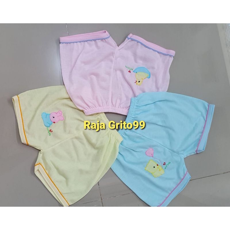 celana pendek bayi warna aplikasi Isi 1 Lusin / 12 pcs celana kotak Bayi / Celana warna halus baby motif Aplikasi - Grosir