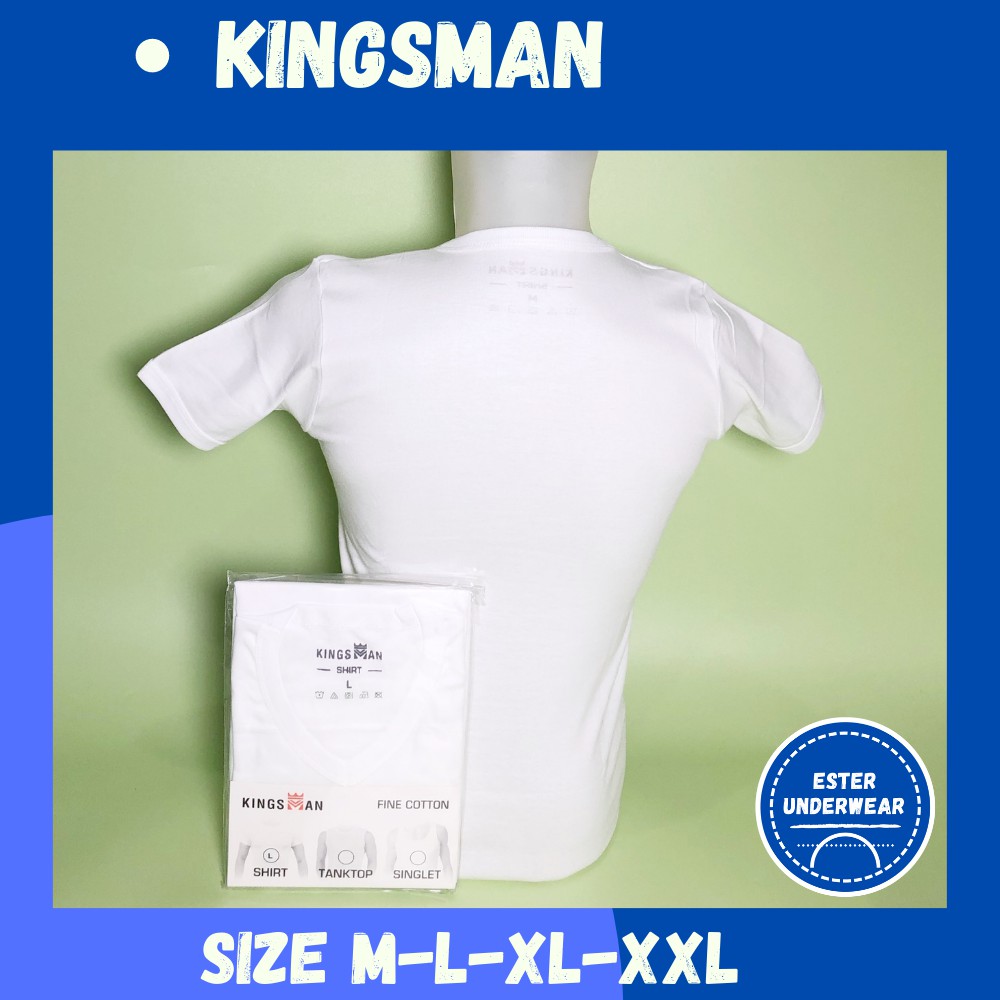 Kaos Oblong V-Neck Kingsman SPV Putih ISI-1 pcs bahan Fine Cotton