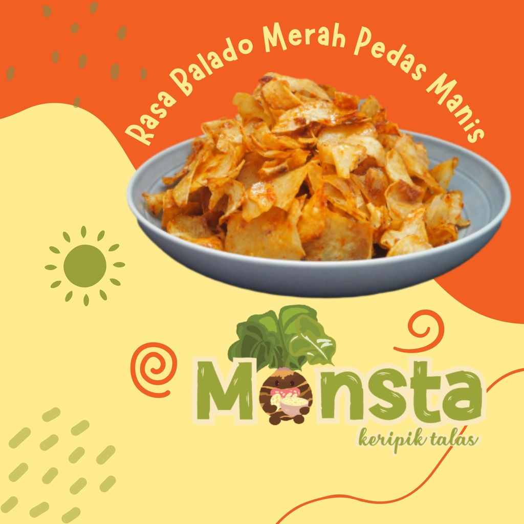 

MONSTA Keripik Talas Rasa Balado Merah Pedas Manis 85gr