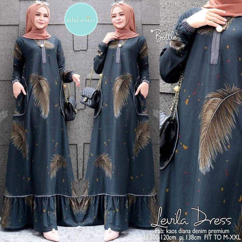 Levila Dress Muslimah Levila Maxy gamis diana denim jumbo busui xxxl ld 120cm Gamis Bahan Adem Gamis Muslim Lebaran Terbaru Gamis Wanita Super Jumbo Levila Dres Jumbo Busui Friendly Gamis Kondangan Remaja Muslimah