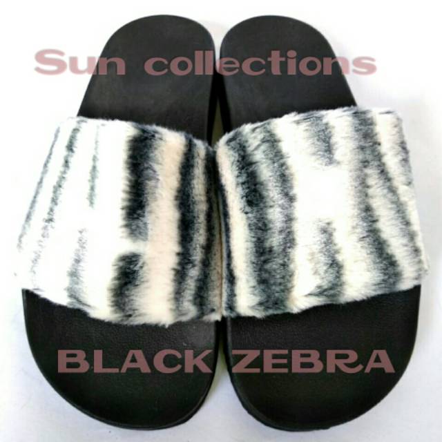 Sandal Selop Karet/Jelly/Rubber Bulu Import Motif Animal