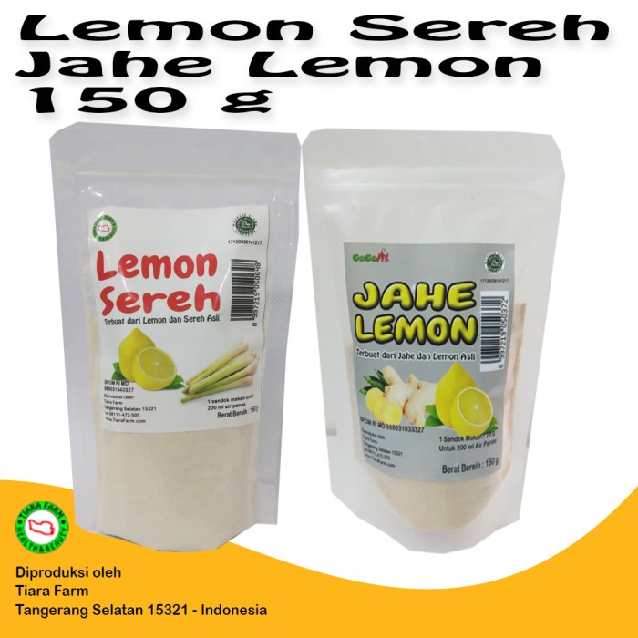 

Bundling Lemon Sereh dan Jahe Lemon (150 g) - Tiara Farm (BERKUALITAS)