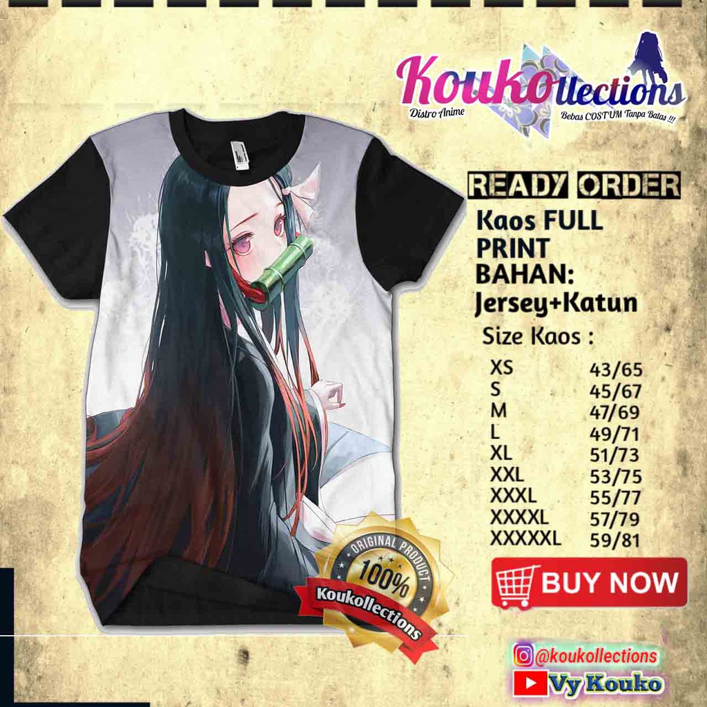 DISKON KAOS 3D NEZUKO KIMETSU NO YAIBA-pakaian pria dan wanita ,BAJU ANIME, anime stuff,poster anime