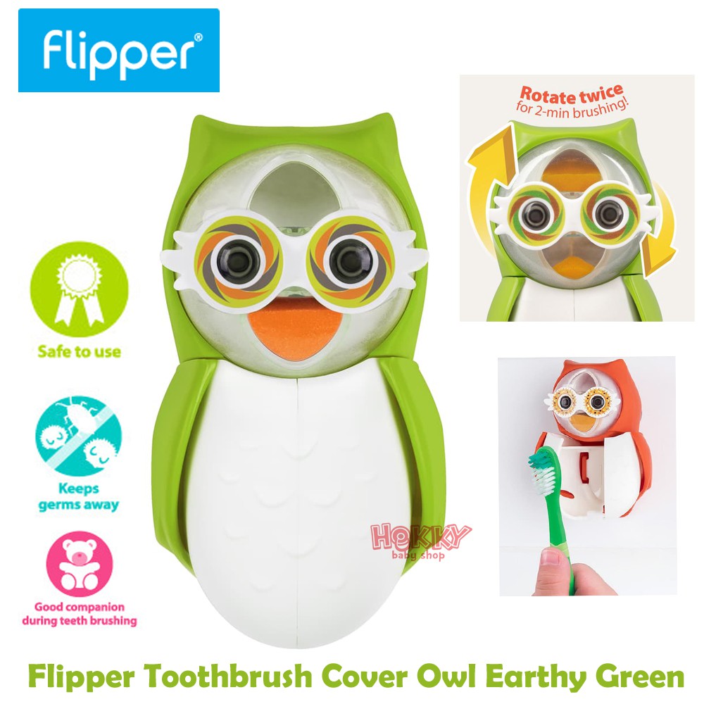 Flipper Owl Earthy Green Tempat Sikat Gigi Lucu Bentuk Owl warna Hijau