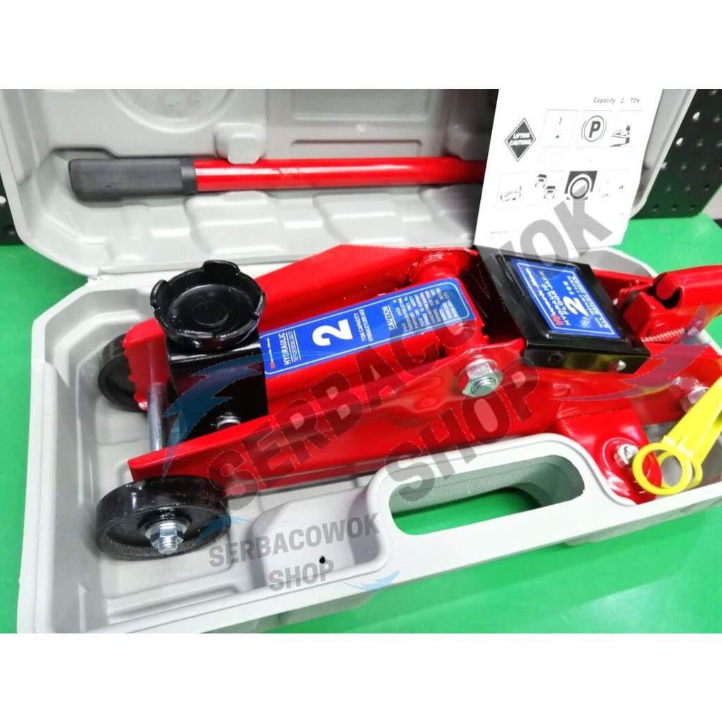 Werkline Dongkrak Buaya 2 Ton Hidrolik Hydraulic Floor Jack Bonus Sponge Tebal Termurah Berkualitas