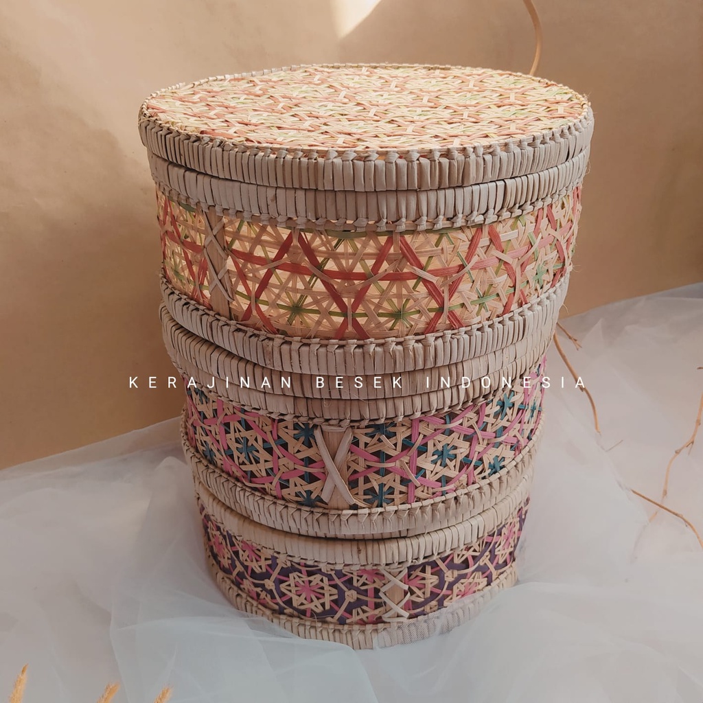 

TERBARU BULAT HEXAGONAL d 25cm bambu Tempat hampers seserahan kado Kerajinan bambu GROSIR GROSIR