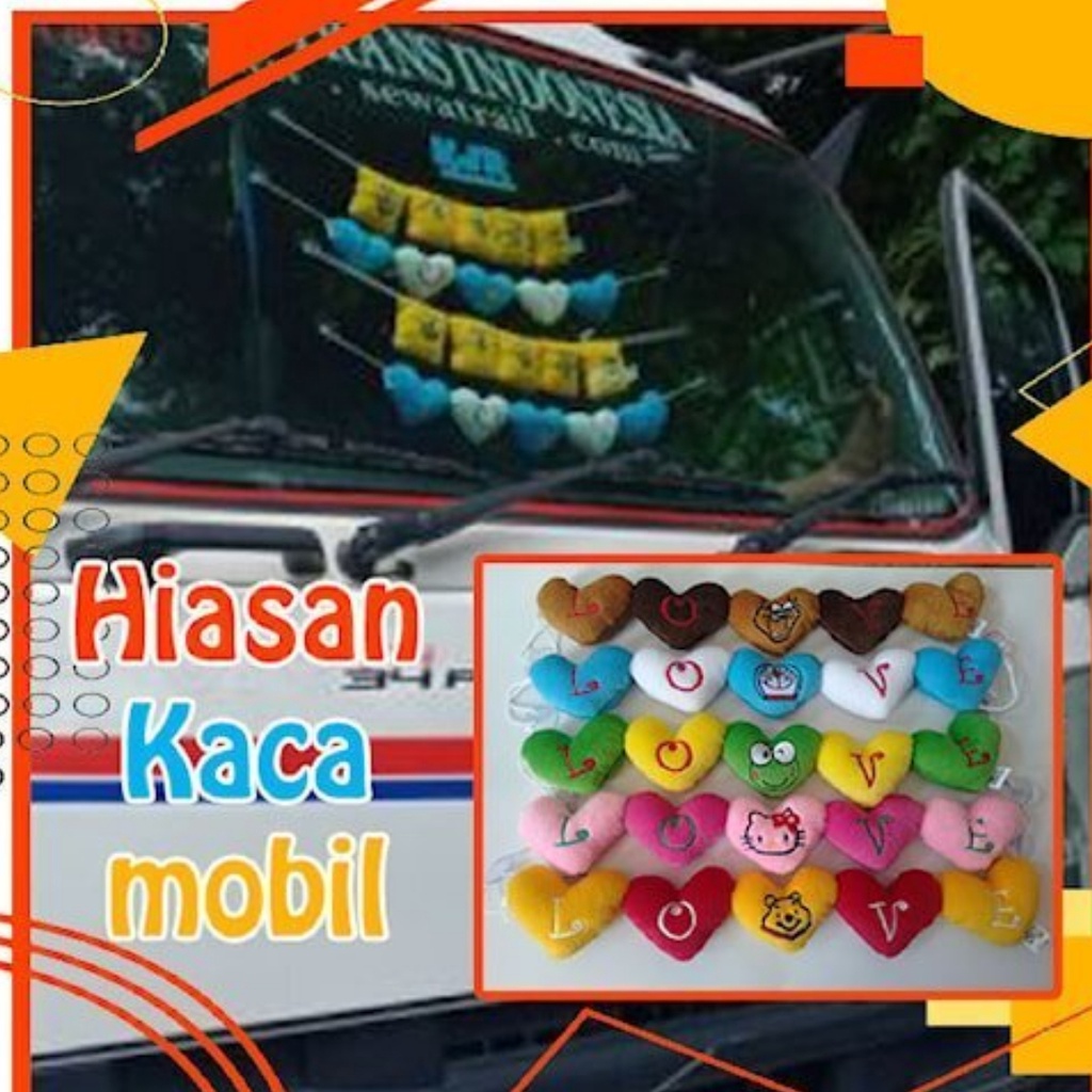 Gantungan Tempelan Boneka I LOVE U Kaca Mobil Karakter Bahan VeIboa dan isi Dacron kualitas baik Uku