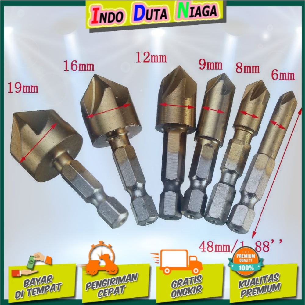 Taffware Mata Bor Drill Bit Countersink HSS 6-19mm 6 PCS - BT3