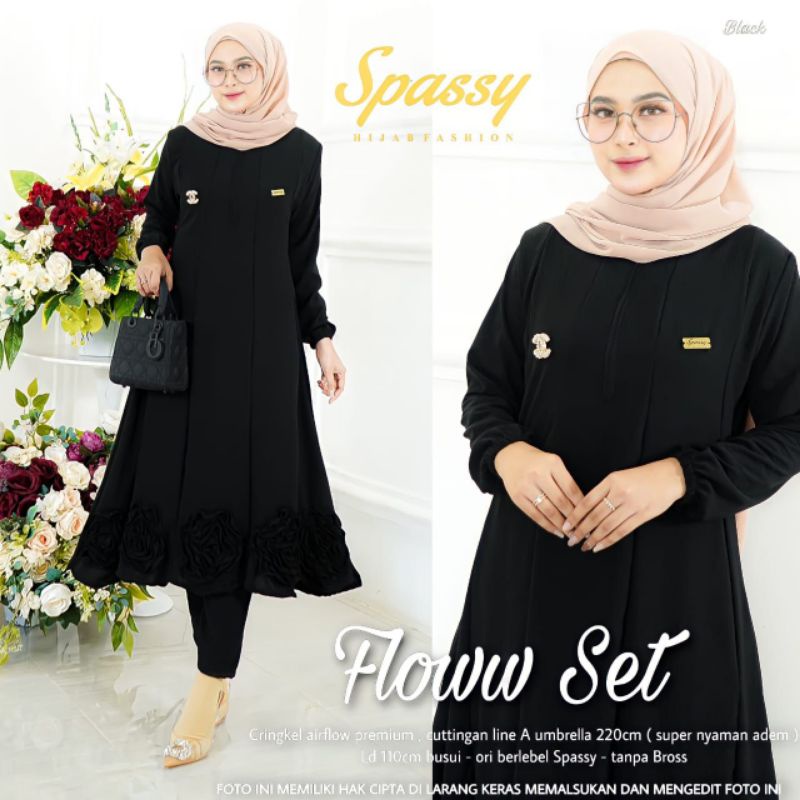 Floww Set 20 Setelan Wanita Kekinian Ori Spassy Bahan Crinkle Airflow Jaguar