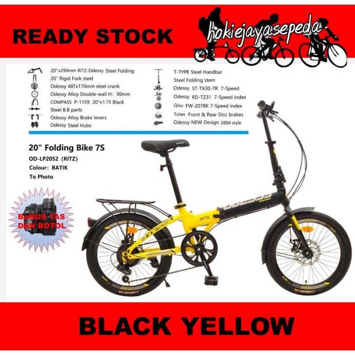 Sepeda Lipat Odessy 16" Ritz Operan 7 Speed Rem Cakram + Boncengan Hot R10