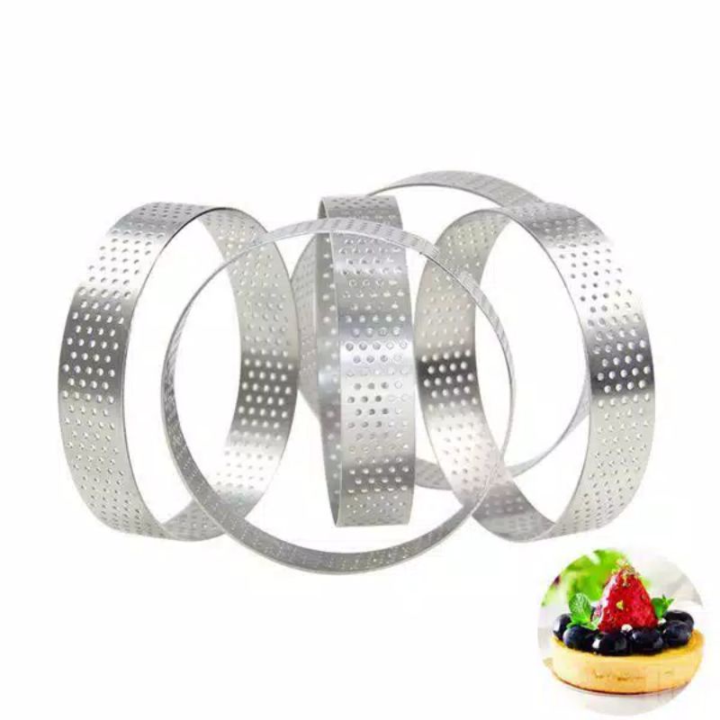 Ring Cetakan Adonan Kue Pie Bentuk Bundar Bahan Stainless Steel isi 6pc