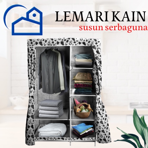 Lemari Pakaian Portable Rak Serbaguna Organizer Tempat Penyimpanan Baju Wardrobe Almari 662