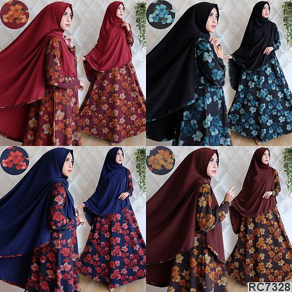 Grosir gamis set syari calvin jeans 328 busui