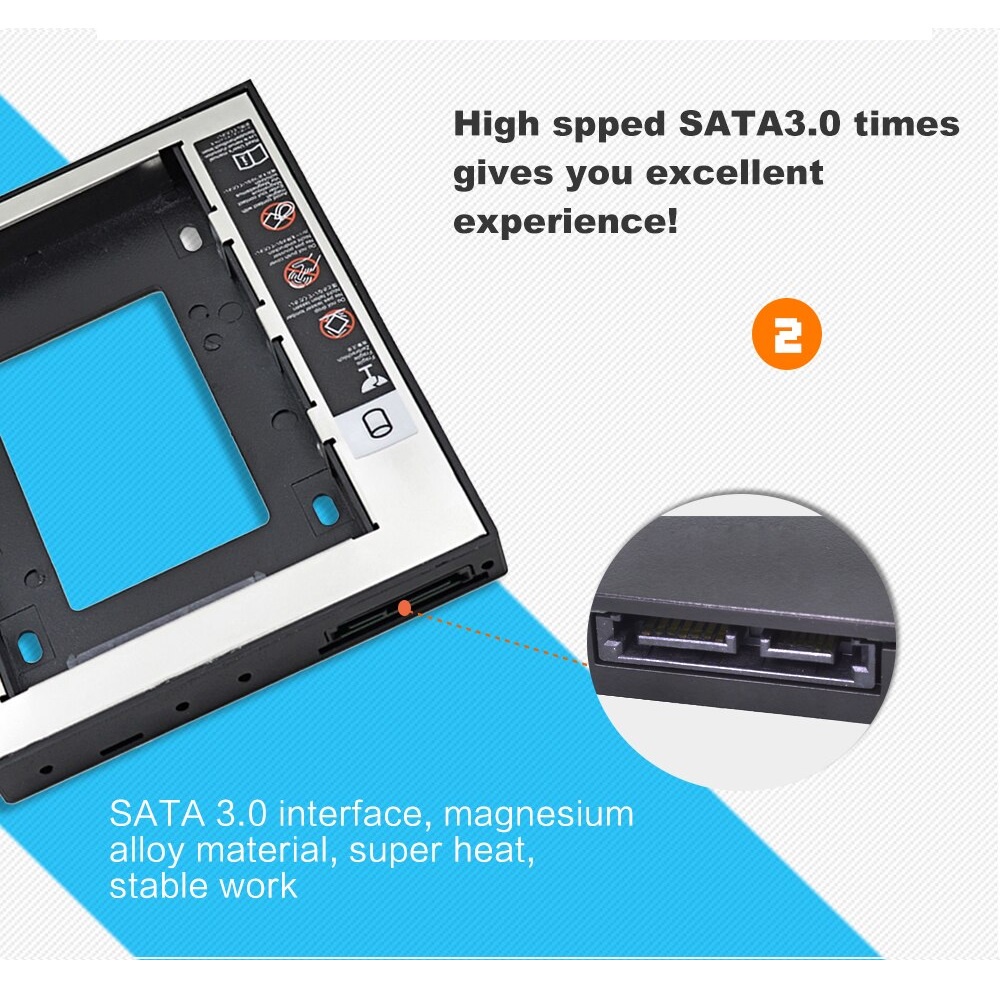 SSD HDD Caddy Slim Tipis 9.5mm &amp; 12.7mm SATA DVD Slot Hardisk Semi Alumunium -67919