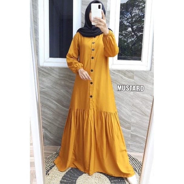 Gamis Rayon Twill  Polos Kancing / Gamis Kancing Susun