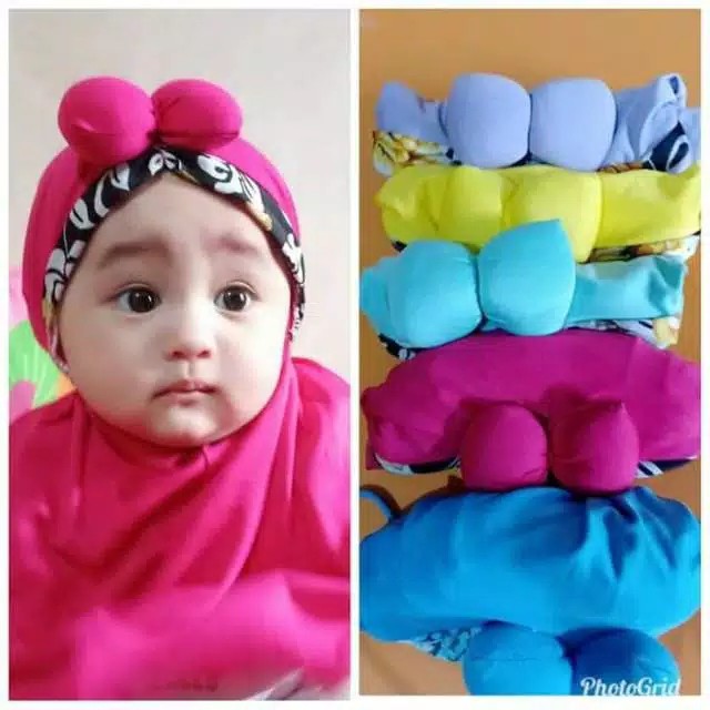 jilbab / anak / bayi / hijab /allsize 0-3 tahun/ PITA BATIK / STOK