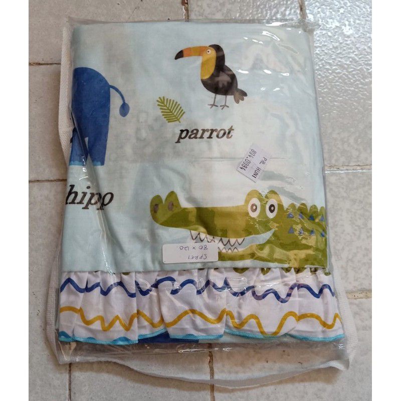 Sprei sarung bantal guling set bayi karet samping katun halus motif kartun