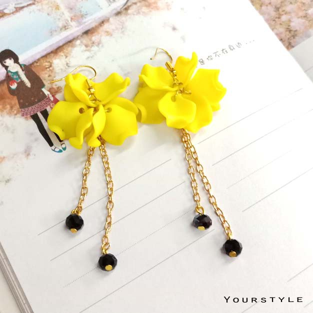 AH003 Anting Tassel bunga juntai | Anting Korea | Anting hooks handmade