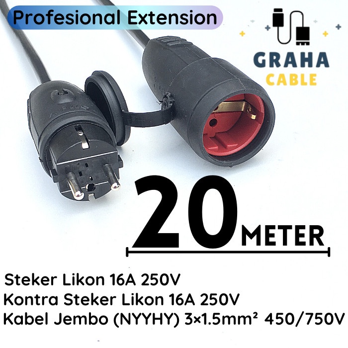 Sambungan Kabel Listrik (Profesional Extension) 20 Meter
