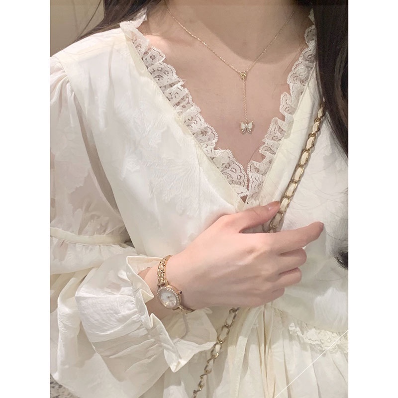 #Sisjuly# Musim Semi dan Musim Panas Baru Gaya Artistik Rok Lembut Cinta Pertama Gaun Putih Anggun dan Modis H