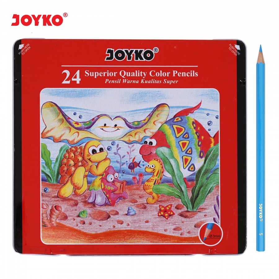 Pensil Warna Joyko CP-24TC 24 Warna Kemasan Kaleng