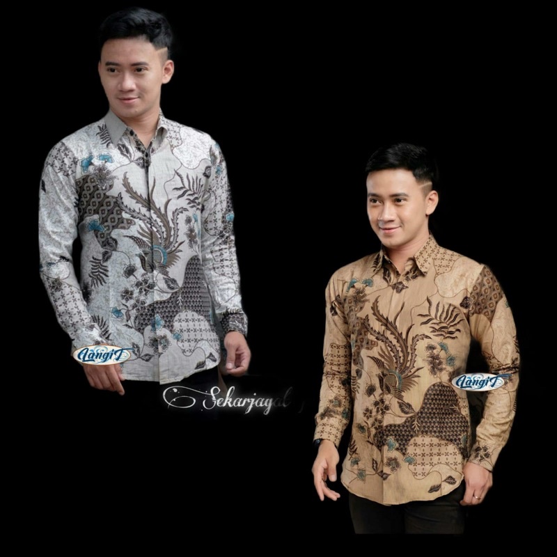 Atasan Batik Pria Lengan Panjang Kenongo Hem Padi Pekalongan M L XL