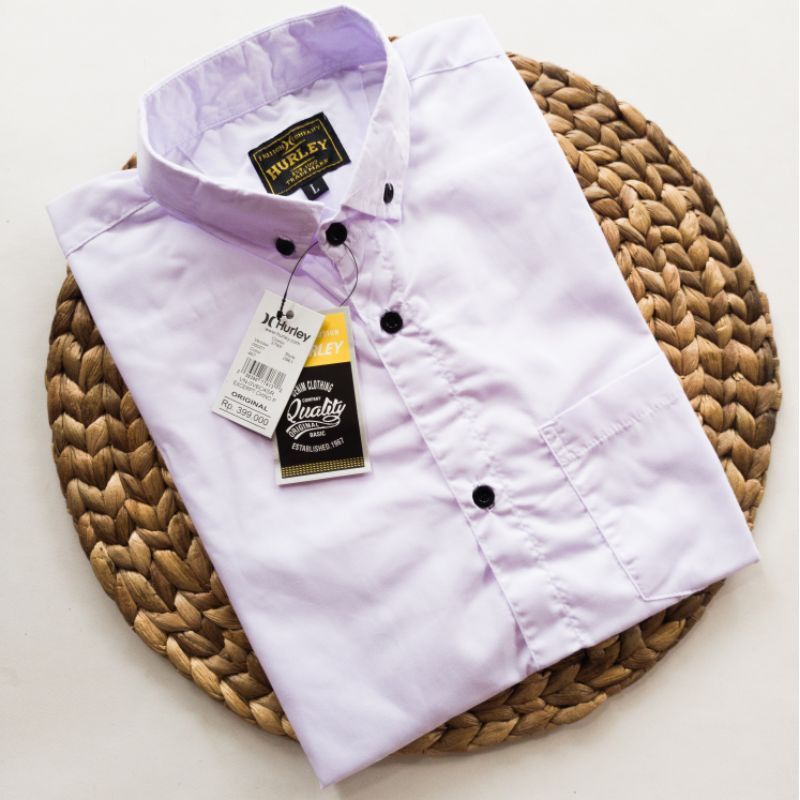 Kemeja Polos Lengan Pendek Warna Putih Formal/Casual Original Hurley