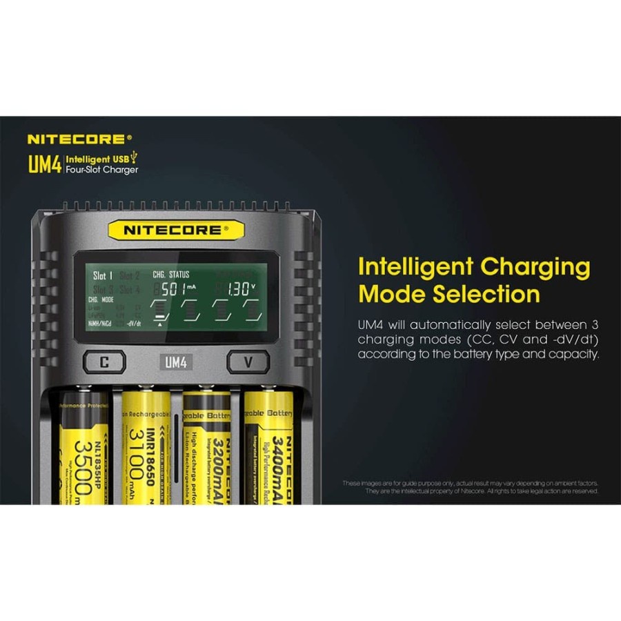 Nitecore Intelligent USB Charger Baterai 4 Slot Li-ion NiMH - UM4 - Black