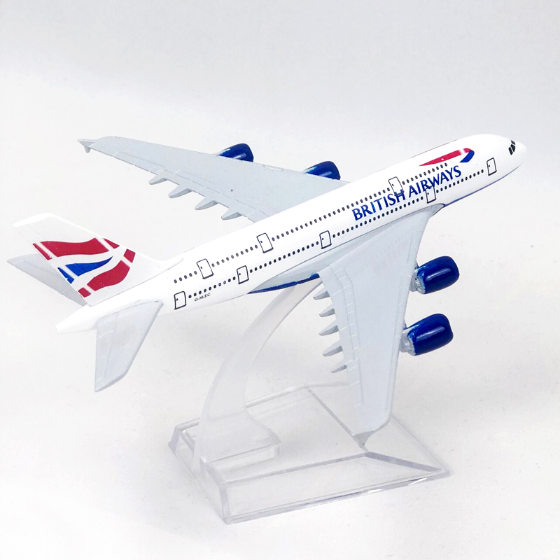 Miniatur Diecast Pesawat UK Airbus 380 A380 Bahan Alloy Metal Ukuran 16CM Untuk Koleksihadiah