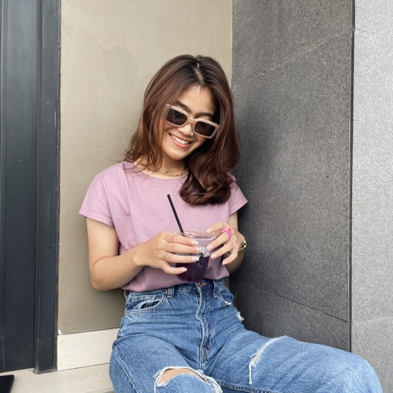 Kaos Basic Polos Wanita Lengan Pendek Tshirt Drape casual bahan 24S Cotton Combed