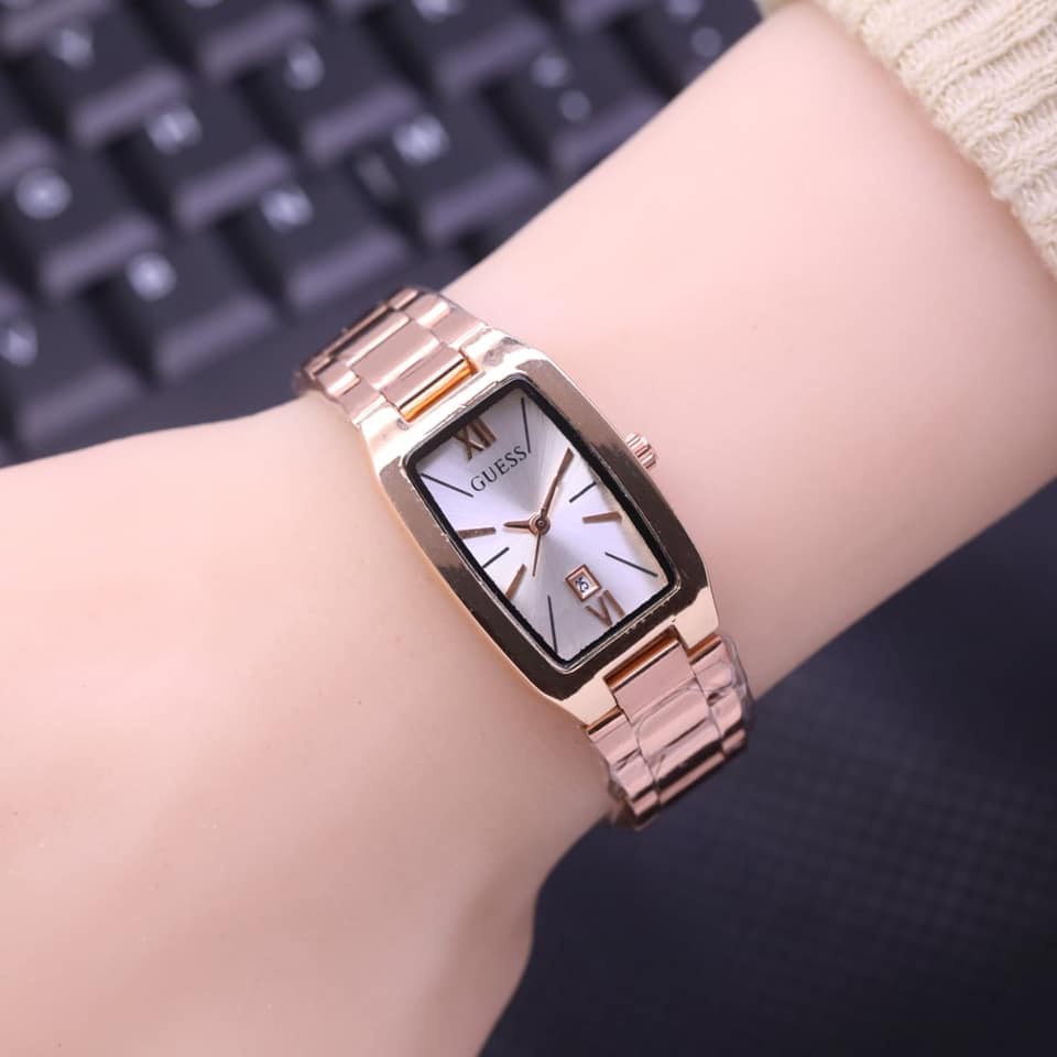 Jam tangan cewek anti air GUESS RANTAI MINI STANLIST TGL AKTIF 3CM Smartwatch Elegan BISA COD  Mewah