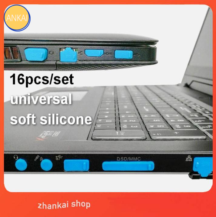 Ankai 16pcs / Set Penutup Port Laptop / Notebook Universal Bahan Silikon Elastis Anti Debu