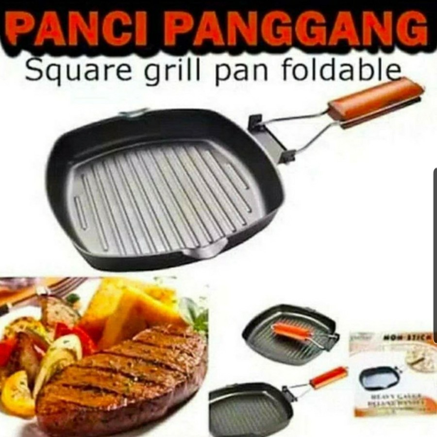TEFLON ANTI LENGKET TEFLON BBQ PEMANGGANG DAGING PEMANGGANG SATE WAJAN BBQ SQUARE GRILL PAN