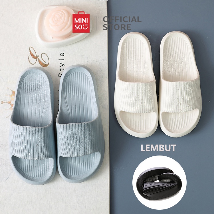 MINISO Sendal Slop Sandal Karet Wanita Sendal Wanita Kekinian Rumah Berkualitas Sandal Kamar Mandi B