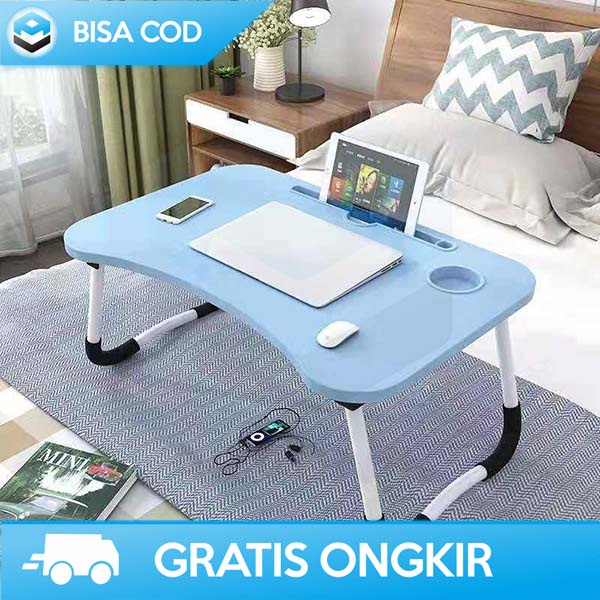 MEJA BELAJAR ANAK BISA DILIPAT PORTABLE DESK TEMPAT MINUM BAHAN KAYU