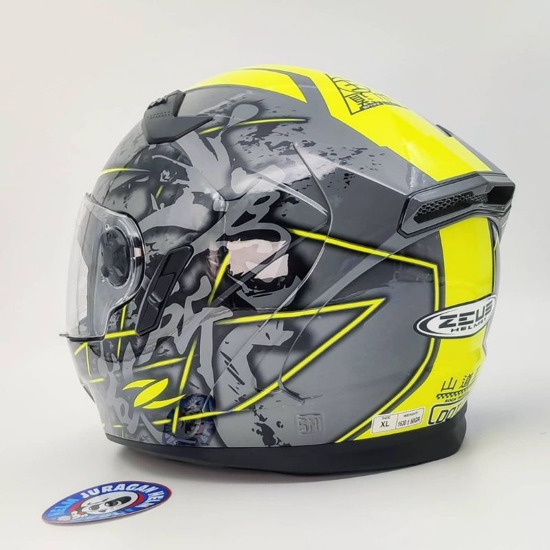 Helm Zeus ZS813 AN24 Grey Fluo Yellow - Fullface Double visor-5