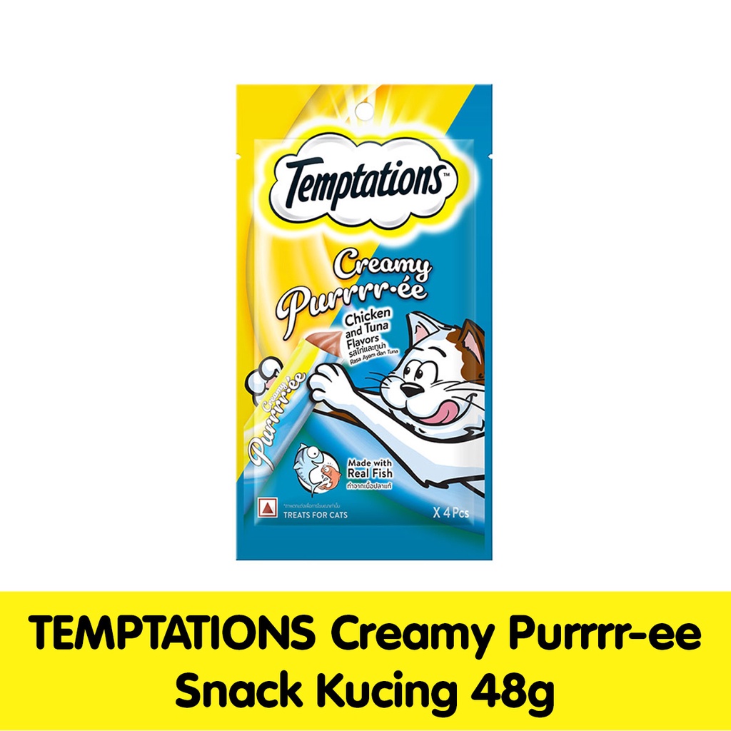 TEMPTATIONS Creamy Purrrr-ee Snack Kucing 48 g