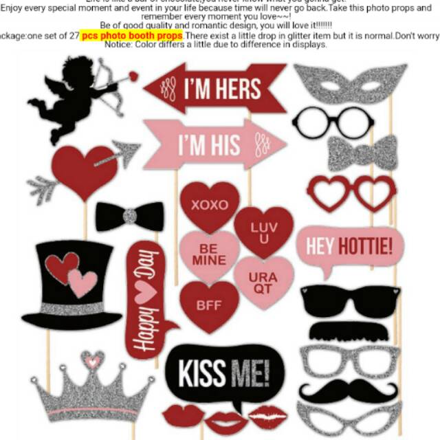 Fun prop photo booth properti foto tema wedding Valentine