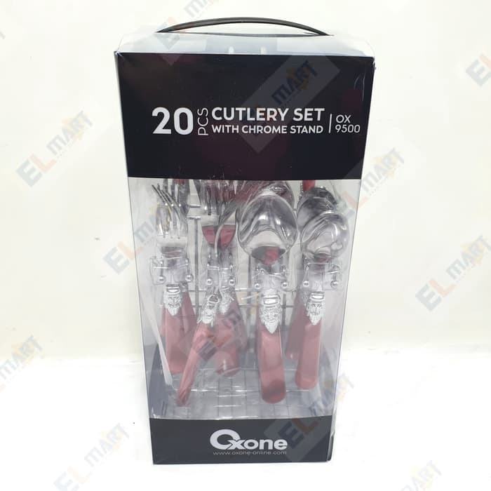 OXONE Sendok garpu pisau set 20pc + rak OX 9500 / cutlery set - Merah